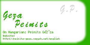 geza peinits business card